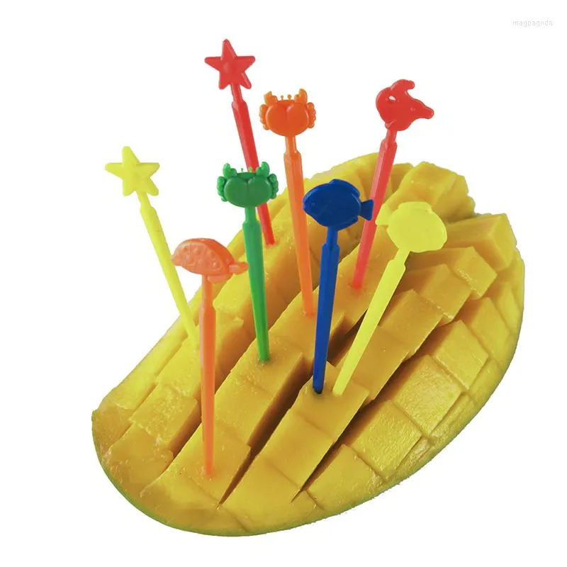 Fournitures de fête 20 pièces/ensemble crabes étoile de mer Animal fruits fourchette Mini dessin animé enfant Snack gâteau décor