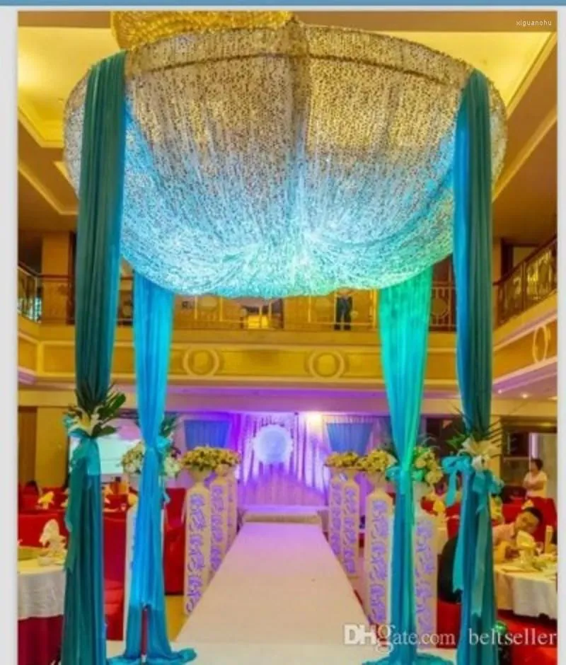 Party Supplies Custom Made Color 2m 3m Sequins Beads Celling Fabric Satin Drape Curtain Wedding Backdrop Round Canopy Stage Centerpiece