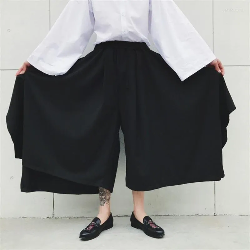 Pantaloni da uomo Pantaloni a zampa d'elefante super larghi per uomo Culottes Amanti casual Gamba larga stile Dark Yamamoto