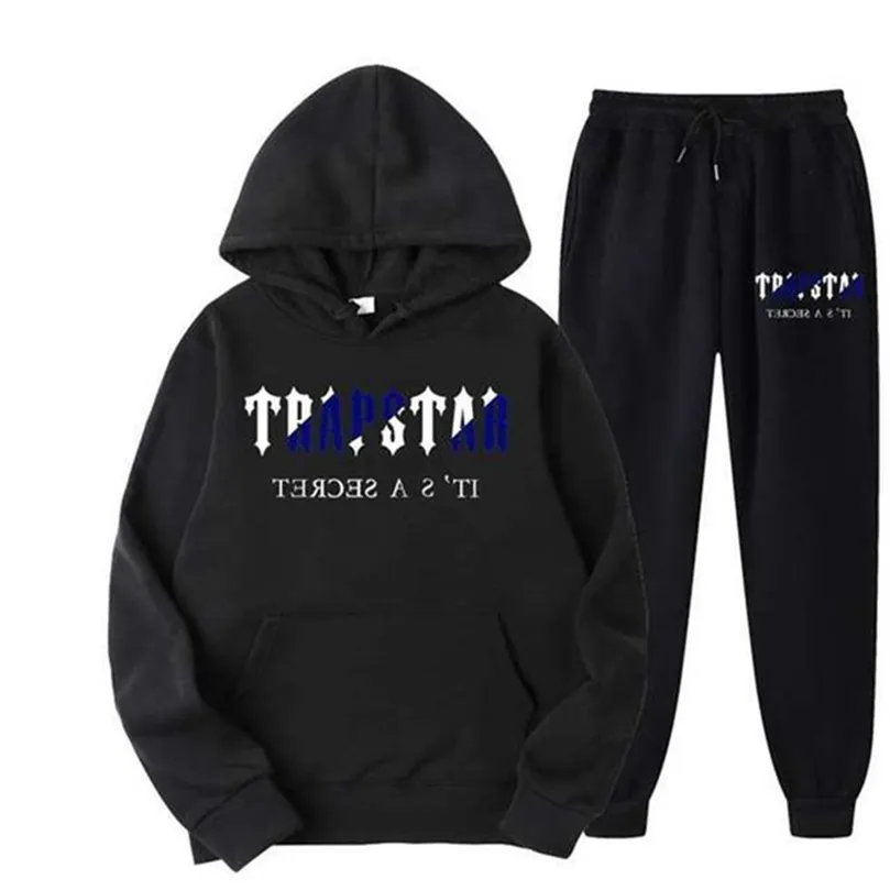 Fatos de treino para homem Fato de treino com estampado TRAPSTAR para homem, camisola com capuz e calças largas quentes em 15 cores para jogging para 220920