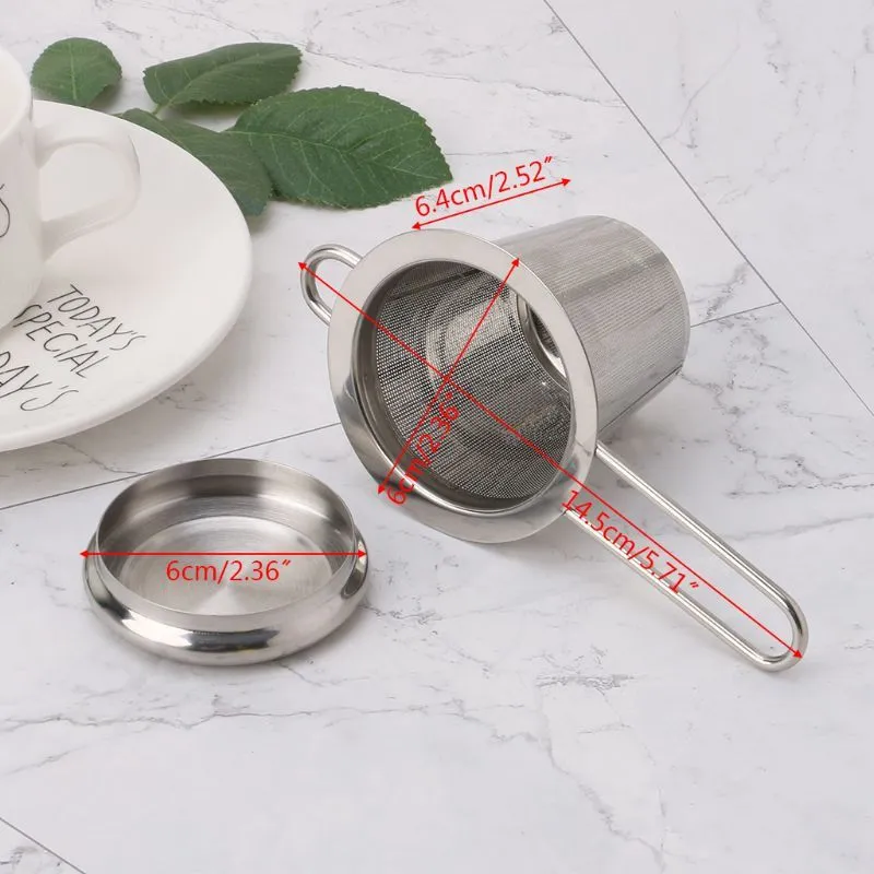 Reusable Mesh Tea Infuser Stainless Steel Strainers Loose Leaf Teapot Spice Filter With Lid Cups Kitchen Accessories 906