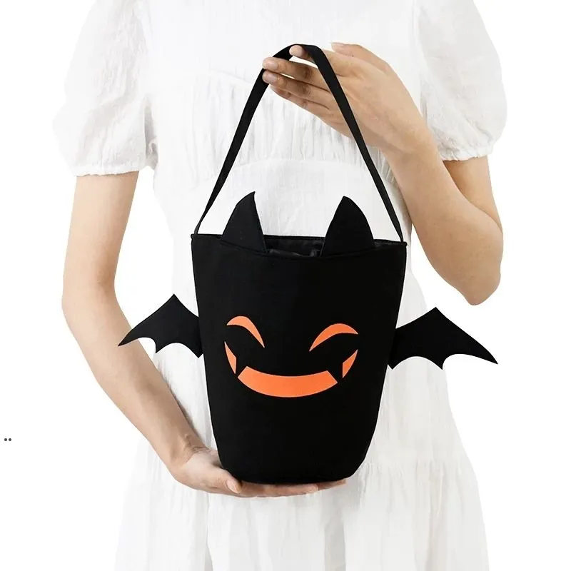 Fournitures d'Halloween Seau de bonbons Enfant Enfants Sacs à main de bonbons Transporter Sac de toile de dessin animé Oeufs Sacs de rangement Paniers de bureau Sacs cadeaux JJLE14292