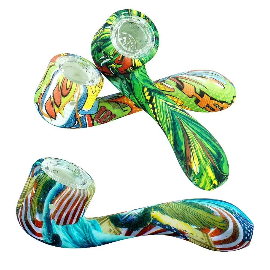 glass pipe smoke accessory tobacco glow in the dark pipes Color Ultimate bubbler bong dab rig