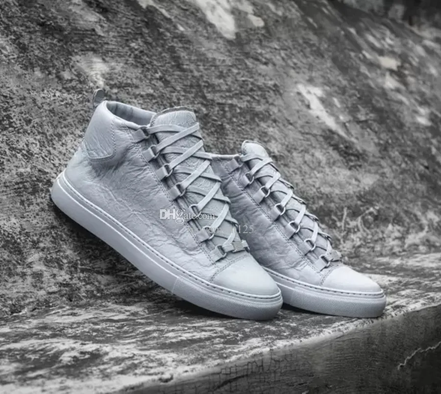 Lederen High Top Sneakers Voor Heren Gerimpelde Flats Luxe Casual Wandelschoenen Van 62 42 DHgate