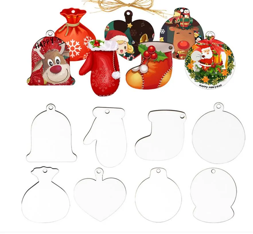 Sublimação mdf ornamentos de Natal de madeira pingentes em branco transferência de calor branco impressão pingente pingente de ornamentos redondos para meias de natal decoração sino de doce saco de sorte