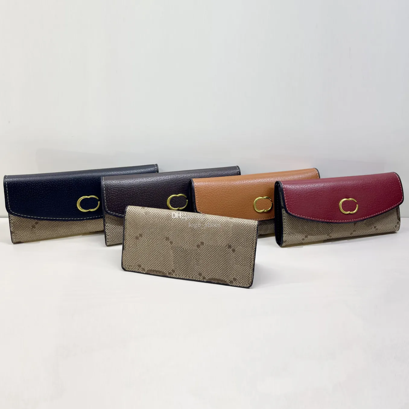 Men Women Leather Wallets Double Letter Buckle Purses Interior Slot Pocket Casual Unisex Long Wallet With Box