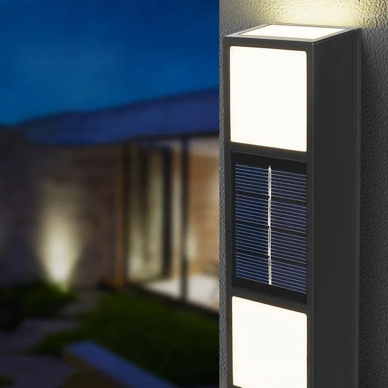 Luz de parede externa 6 Lâmpadas LEDs Luzes de energia solar Luzes de energia à prova d'água Sensor de controle de destaque iluminação