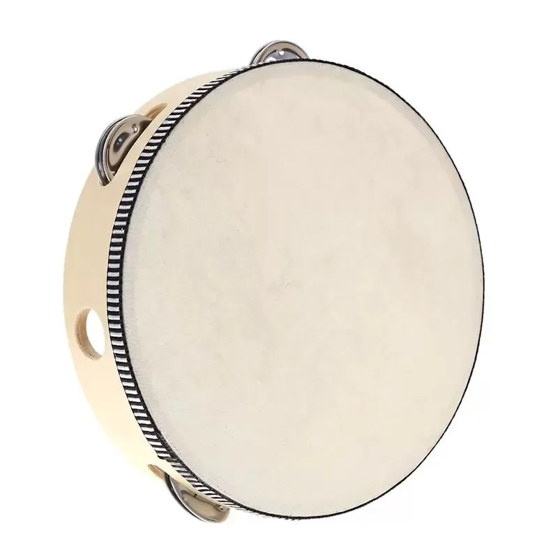 6 inches Tambourine Hand Held Tambourine Drum Bell Birch Metal Jingles Kids School Musical Toy KTV Party Percussion Toy LA367 DHL Free