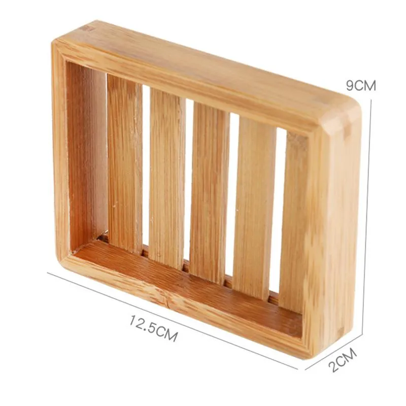 Natural Bamboo Wood Soap Dish Bathroom Shower Tray Sink Deck Bathtub Storage Self Draining Bar Dishes Rustic Sponge Holders Stand