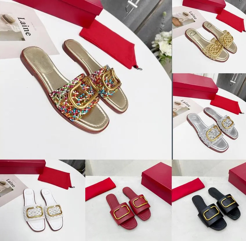 Summer sandals clearance sale slippers woven fashion ribbon box 35-43