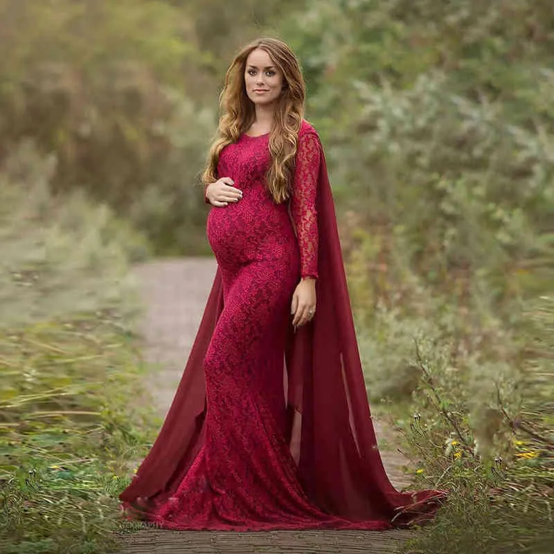 Red lace maternity gown new arrivals