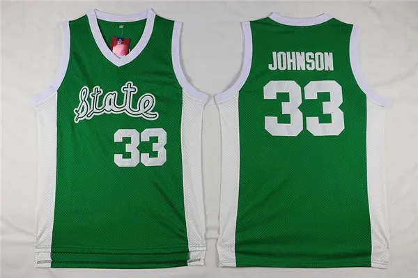 Il basket universitario indossa la maglia da basket da uomo NCAA Michigan 33 Johnson Green State College Il basket cucito indossa maglie all'aperto