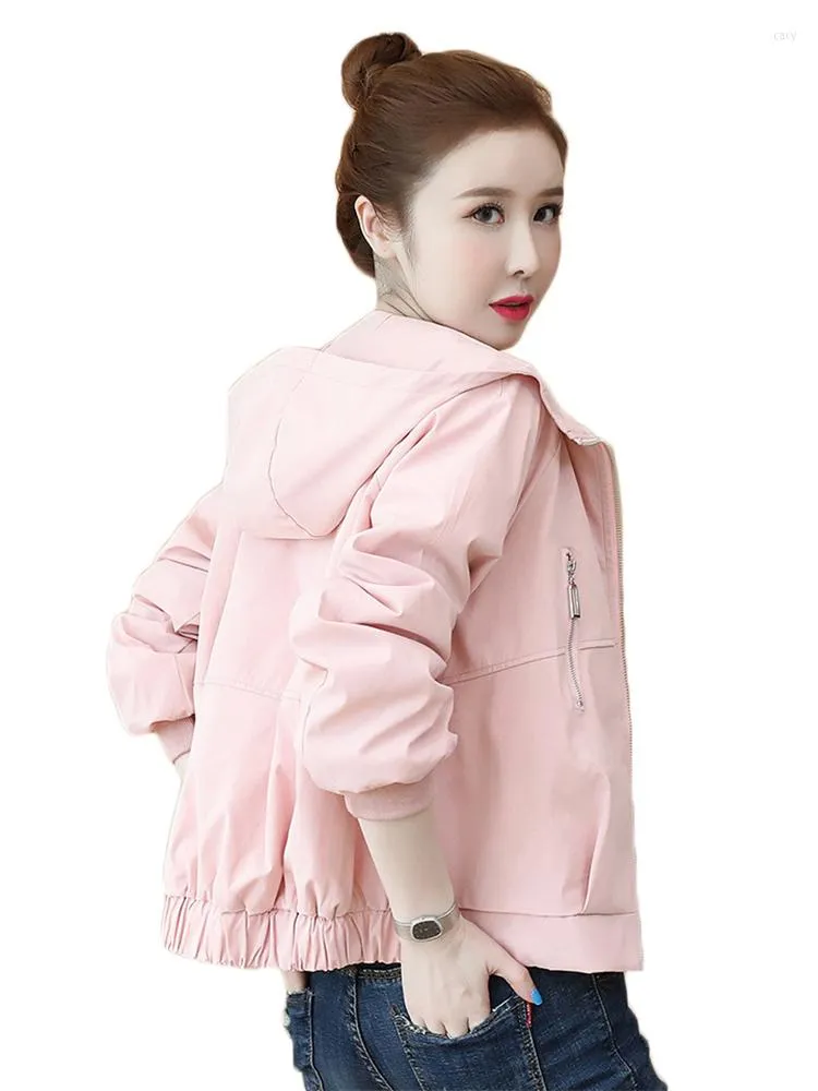 Kvinnorjackor Kvinnor Kortrock 2022 Spring Autumn Fashion Long Sleeve Tops Pink Loose Baseball Clothing Woman Picks Pockets