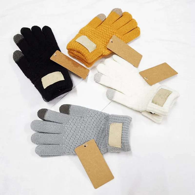 Australia Designer Knitted Gloves Winter Touch Screen Glove Trendy Letter Windproof Knitting Mittens Outdoor Riding Full Finger Telefingers Mitts 4 Color