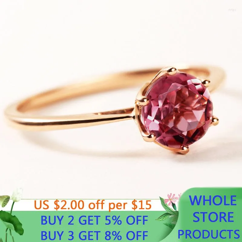 Cluster Rings LMNZB 2022 Luxury Rose Gold Color Engagement Ring 7mm Red Gem Crystal Lady Anniversary Gift Jewelry for Women LR254