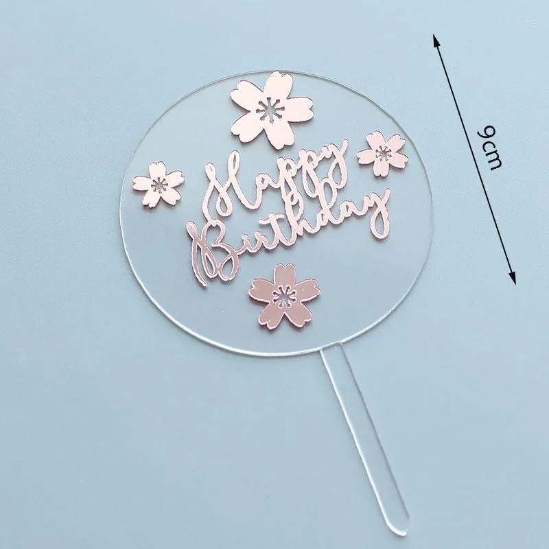 Festive Supplies Unique Design Acrylic Rose Gold And Transparent Happy Birthday Cake Topper For Party Decoration Decorting