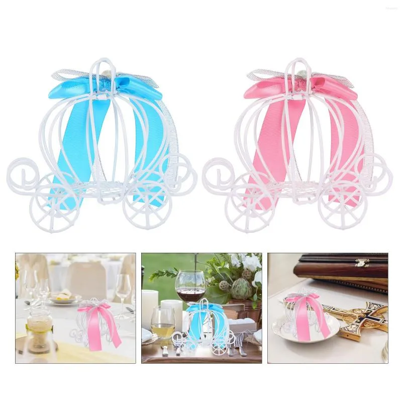 Emballage cadeau 2 pièces européen gobelet en fer boîte à bonbons exclusive avec fleur violette citrouille chariot boîtes de fête de mariage