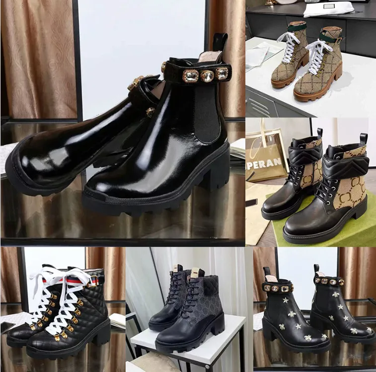 Designer Women Boots Ankle Martin Boot Platform Chunky Shoes Diamond Leather Shoe Deserts Winter Outdoor Booties