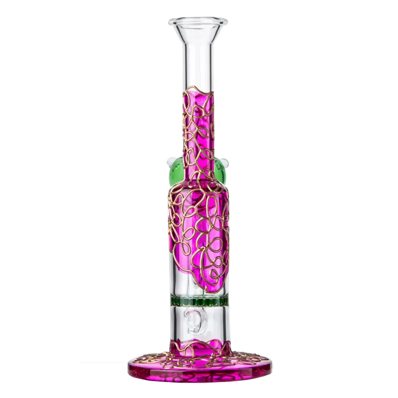 Fumer Verre Tuyaux D'eau Bongs Percolateur Or Violet Éclat Nid D'abeille Chambre Filtration Narguilé Dab Rigs En Gros