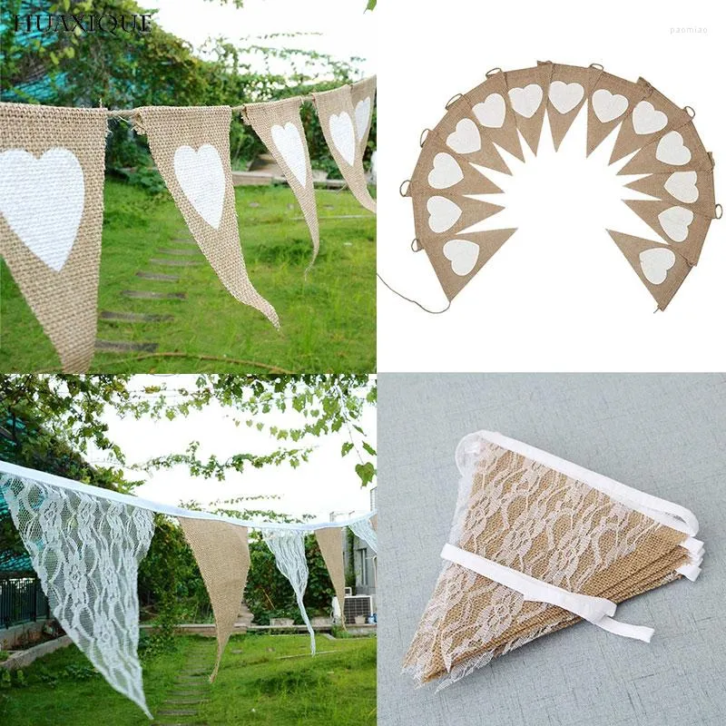 Party Decoration 3M Vintage Wedding Banner Cotton Tyg Bunting Pennant Lace Garland Diy Home Decor Festival Supplies