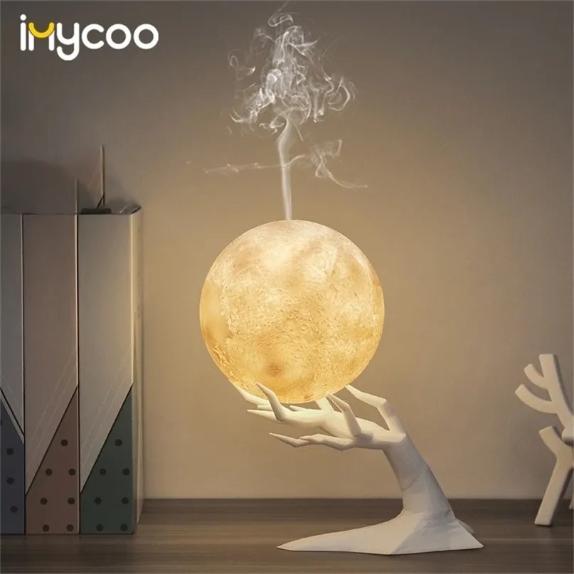 Objetos decorativos Figuras 880ML Ultrasónico Luna Humidificador de aire Aroma Aceite esencial Difusor LED Lámpara de noche USB Mist Maker Humidificador 220919