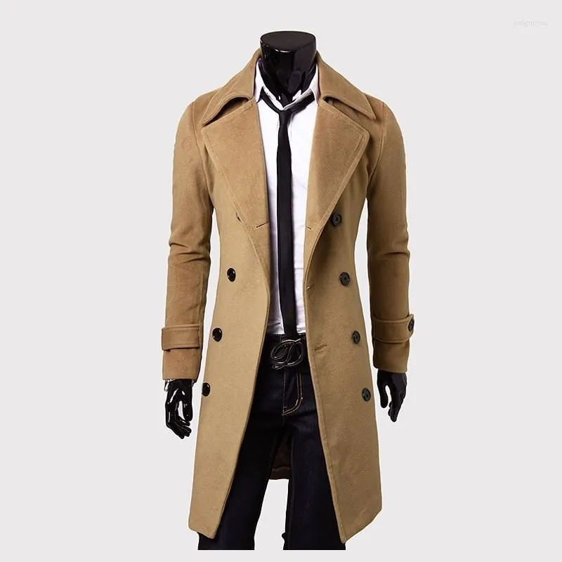 Men's Trench Coats Men's YG6183 Wholesale 2022 Winter Fashion Leisure Woolen Cloth Big Yards Long In The Coat1