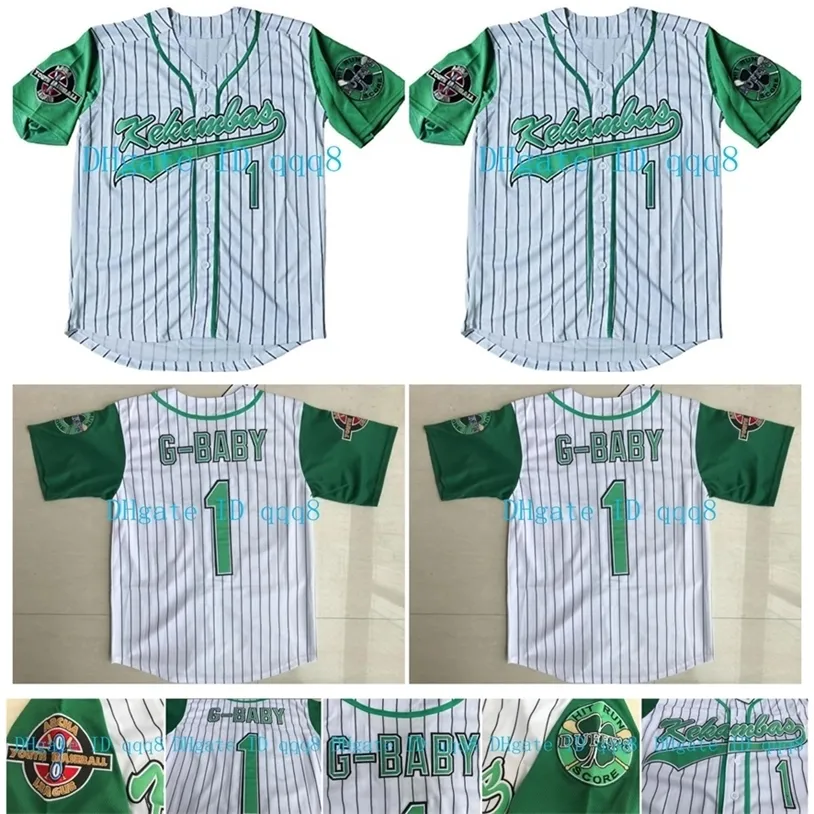 Glatop Quality 1 film Hardball #1 Jarius G-Baby Evans White Dewayne Warren zszył Kekambas Film Baseball Jerseys