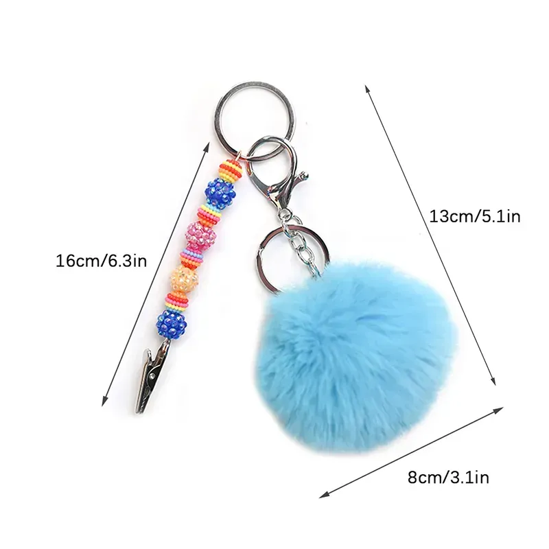 UPS Credit Debit Card Grabber Puller Beaded Key Chain Ring For Long Acrylic Nails Card Puller Iron Clip Keychain
