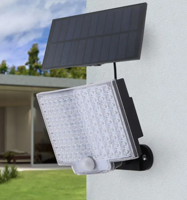LEDソーラーウォールライト屋外防水IP65 PIRモーションセンサー照明ストリートガーデンデコレーションランプフラット