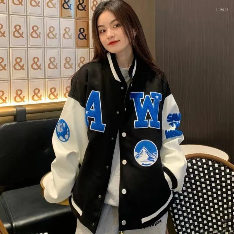 Kvinnans jackor 2022 Baseball Uniform Jacket Kvinna Ins Tide Brand Loose Printing Par Thin for Women Coat