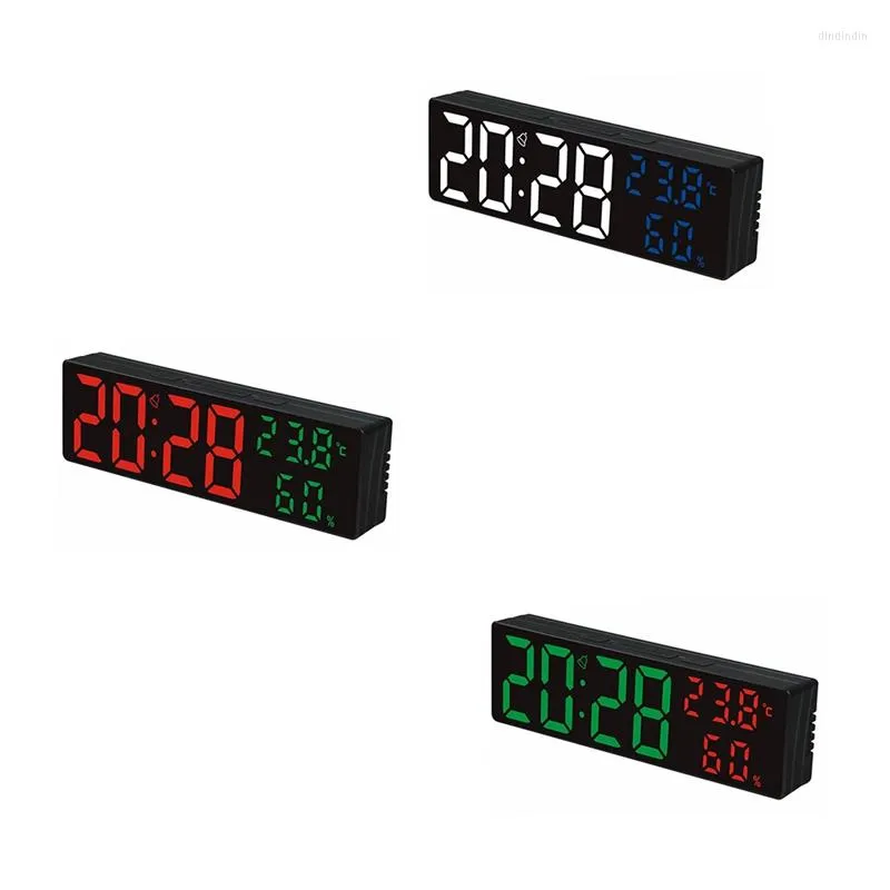 Relógios de parede LED Digital Clock Data Data de temperatura Display Exibir espelho de tira de mesa USB para decoração da sala de estar