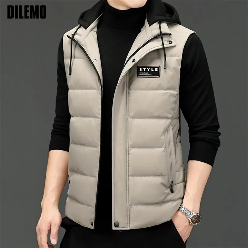 Parka da uomo in piumino di marca moda casual giacca a vento senza maniche 90% piumino da uomo in piumino d'anatra con cappuccio piumino gilet invernale abbigliamento da uomo 220919