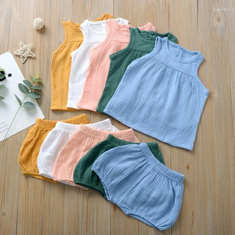 Clothing Sets Summer Born Baby Clothes Infant Suit Cotton Linen Breathable Boys And Girls Multicolor Vest Large PP Shorts Two-piece Set