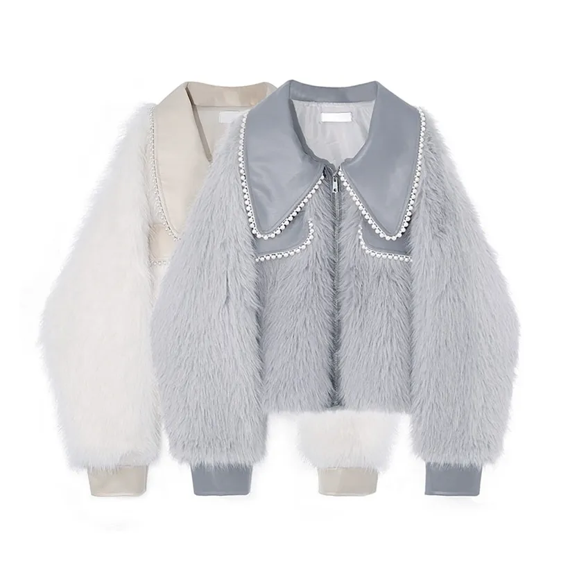 Kurtki damskie Kobiety Faux Fur Płaszcz Kurtura zimowa moda elegancka gęsta ciepła kołnierz Piotra Pat Plusy płaszcze w rozmiarze krótkie kurtki 220920