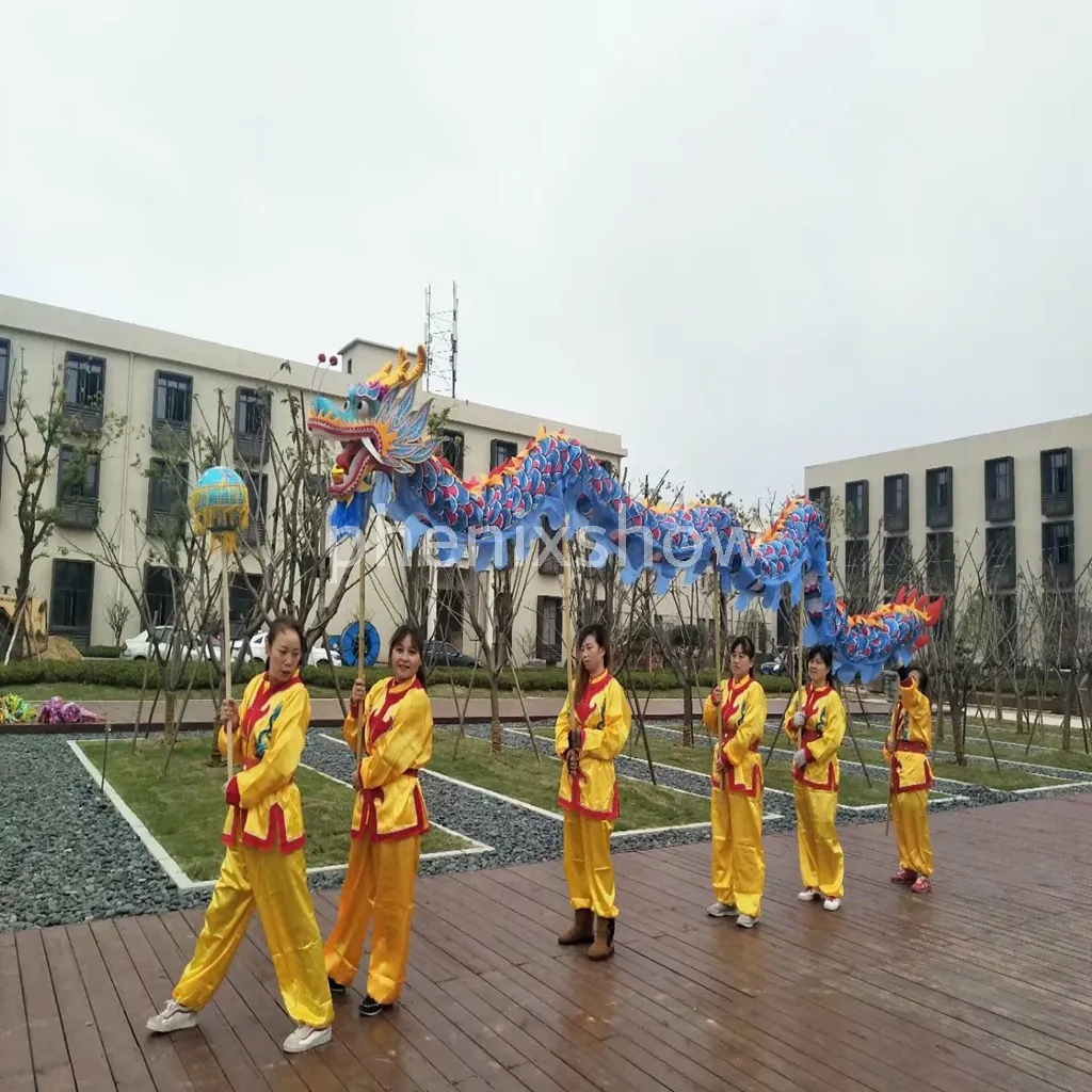7m taille 5 Pour 6 étudiants costume de mascotte tissu de soie chinois printemps jour DRAGON danse ORIGINAL Folk Festival célébration Prop