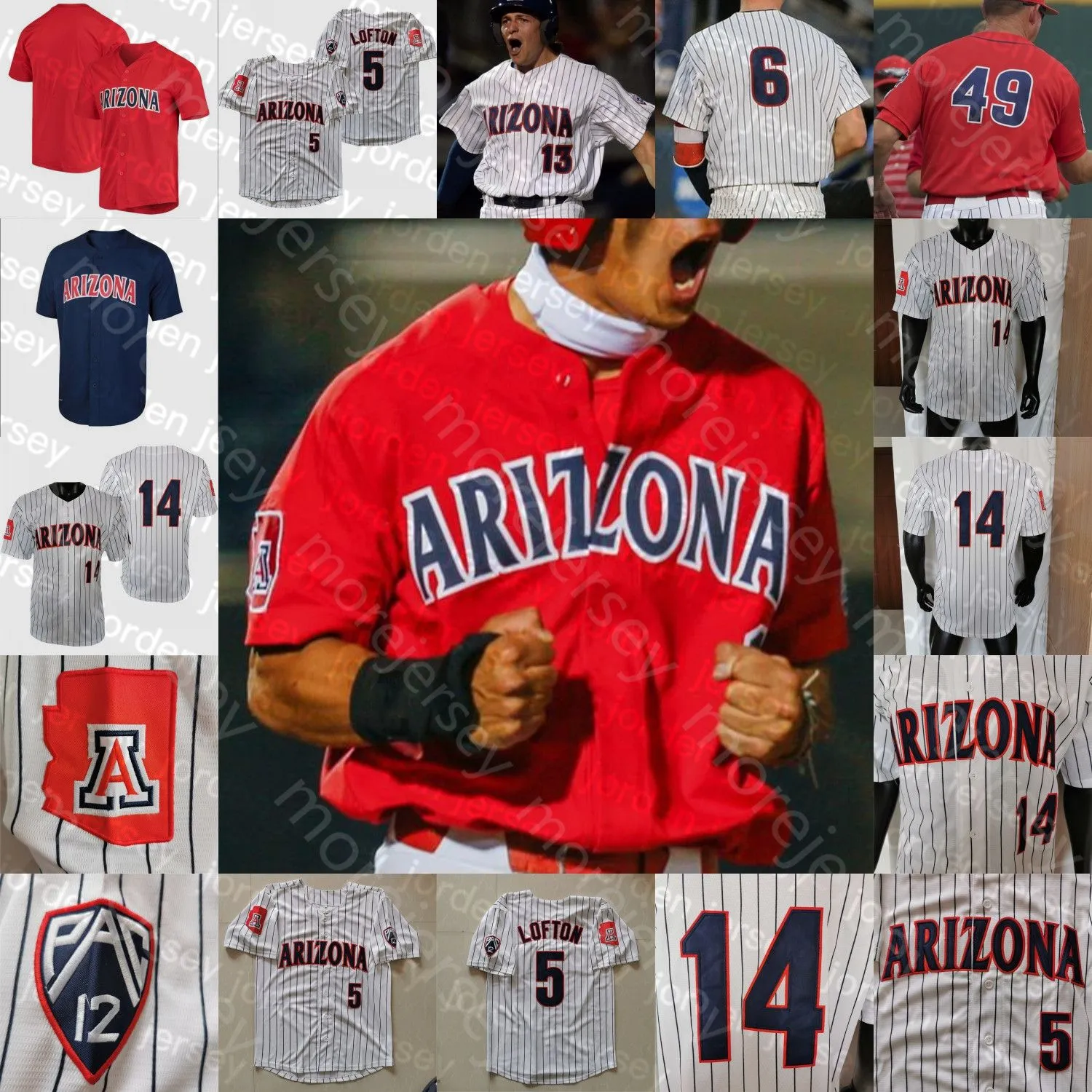 2022 New Baseball Jerseys Custom NCAA College Arizona Wildcats Baseball Jersey TJ Nichols Anthony Susac Dawson Netz Cameron Laliberte Splaine Gar