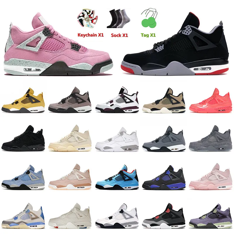 Top Jumpman Basketball Shoes 4 4S IV University Pink Black Canvas Starfish Kaws Gray Thunder Messy Room Violet Ore Mens Women Sneakers Size 13