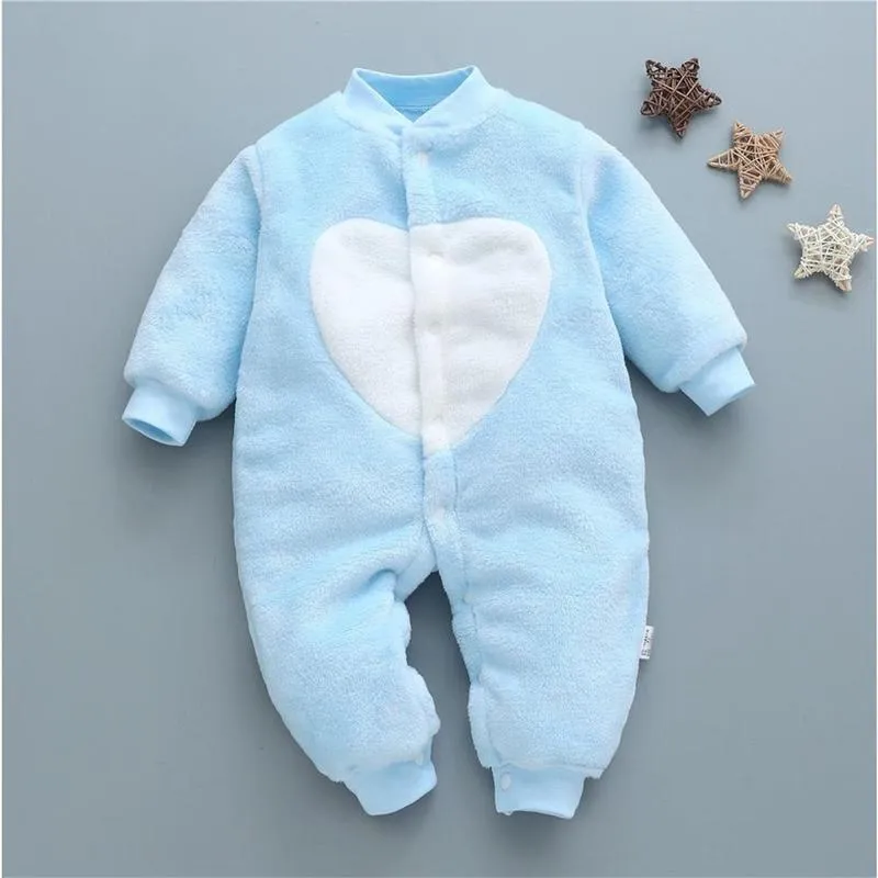 Automne Hiver Rompères bébé vêtements chauds garçon fille pure couleur roberie infantile flanelle molle soft saut de combinaison