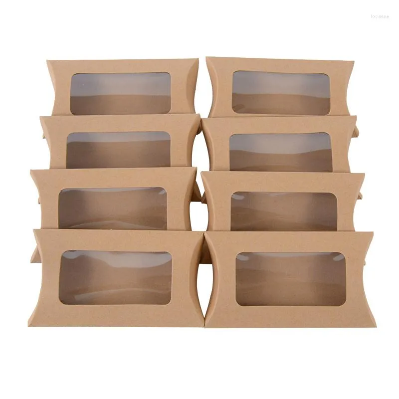 Gift Wrap Kraft Paper Cookies Candy PVC Windows Box Wedding Favor Wrapping Boxes Birthday Party Supply Accessories Packaging Bag
