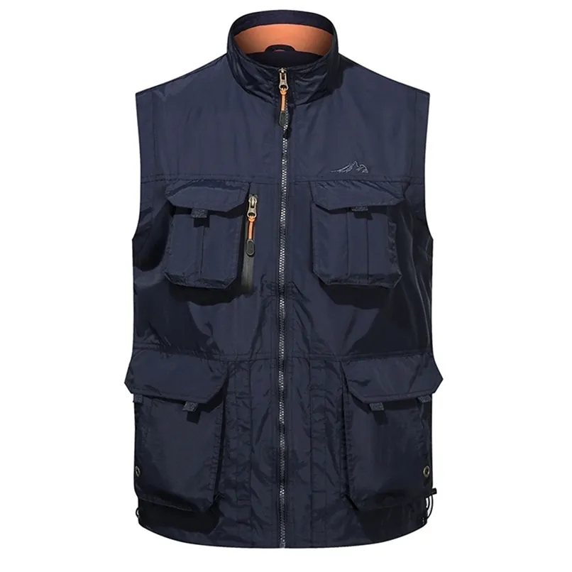 Gilet da uomo MAIDANGDI Gilet da uomo Cappotto Pographer Gilet Strumento Molte tasche Maglia da lavoro Senza maniche Giacca calda in pile Maschile Marchio di qualità 6XL 220919