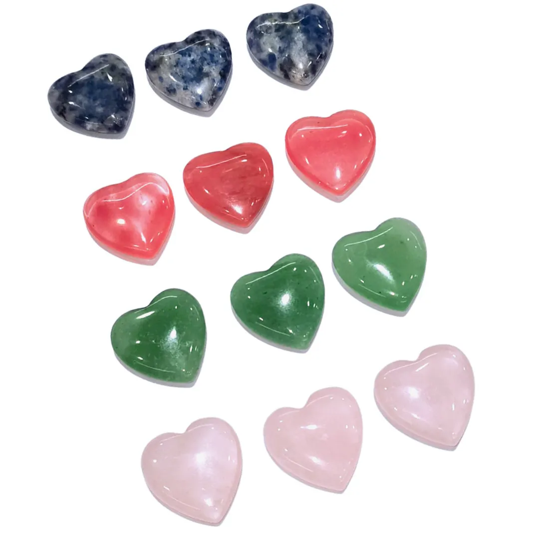 50 Peças Natural Heart Love Crystal Stones Puff Hearts Healing Palm Crystal para Decoração DIY Jóias Presente Decoração de Casa Sem buraco