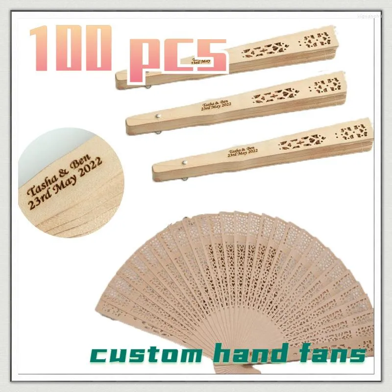 Party Supplies Fast Delivery 100pcs Personalized Customized Wedding Gifts Wooden Hand Fans Engraved Custom Wood Folding Fan