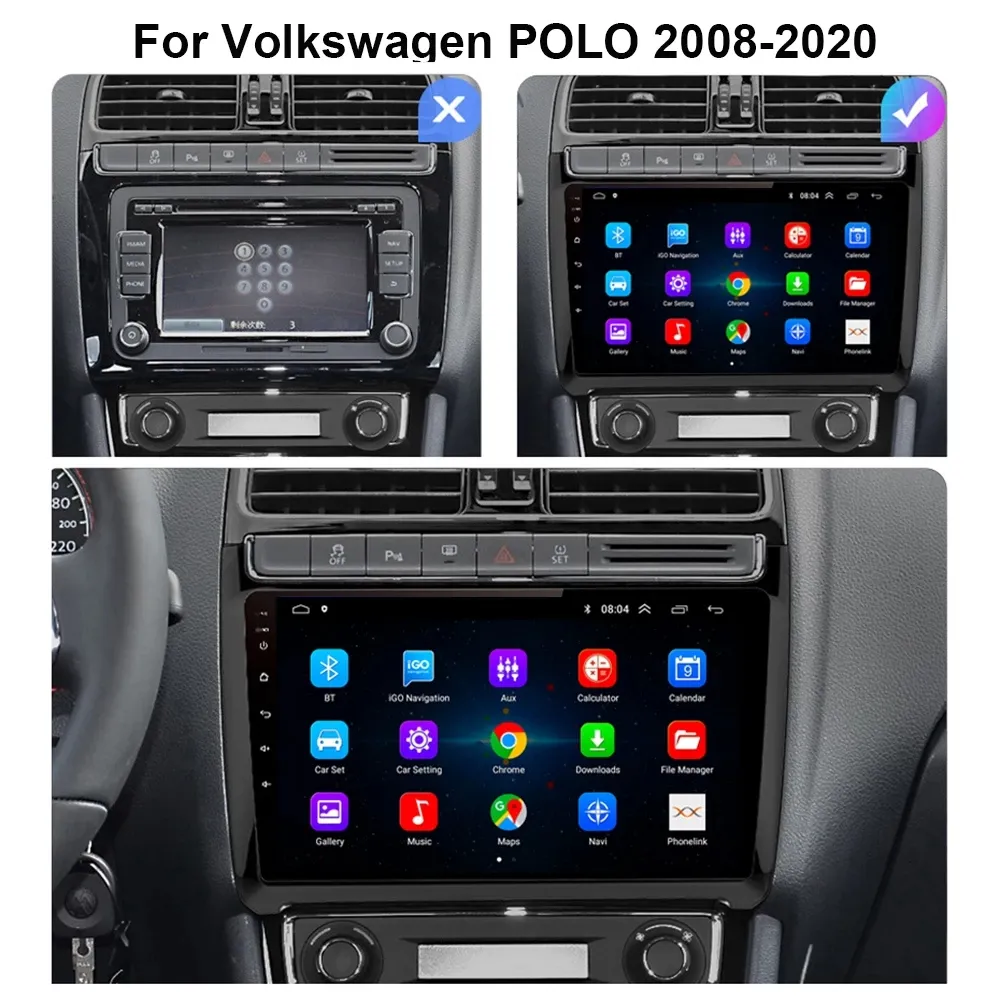 9 بوصة سيارة فيديو DVD Radio Multimedia Player Touch Screen Android 2 DIN GPS Mavigation for VW Polo 2011-2016 Autoradio