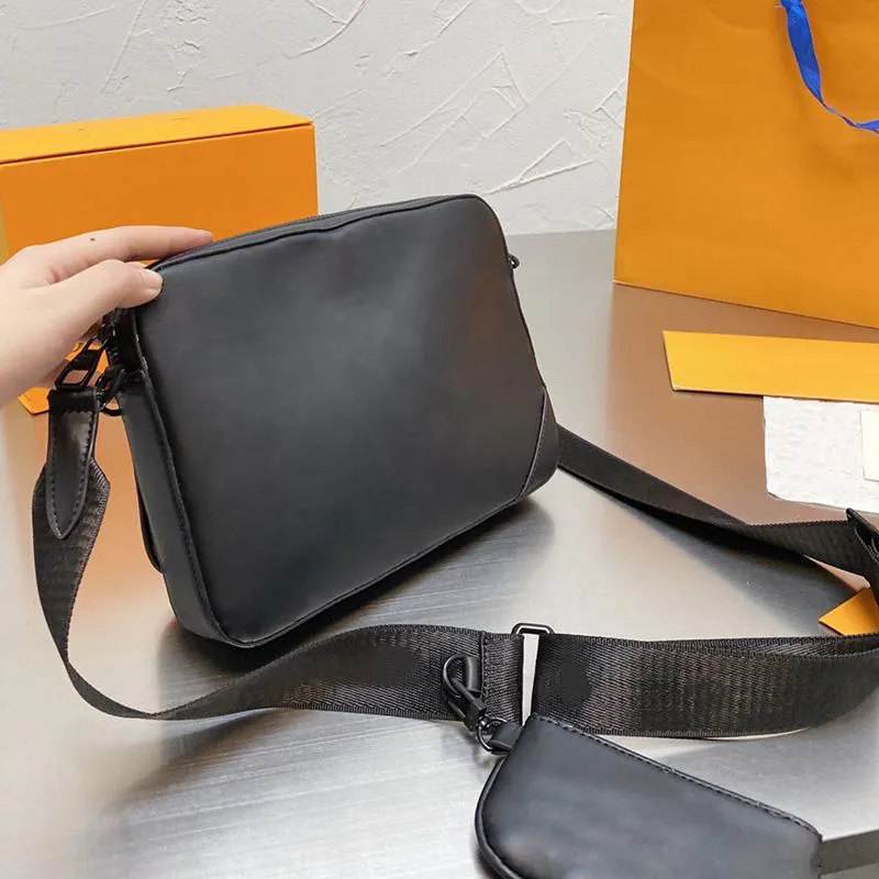 Men Shoulder Bags Luxury Designer Cross Body Handbags Women Crossbody Bag 3 Pieces Set Canvas Leather Chain Handbag Letter Embossing Black