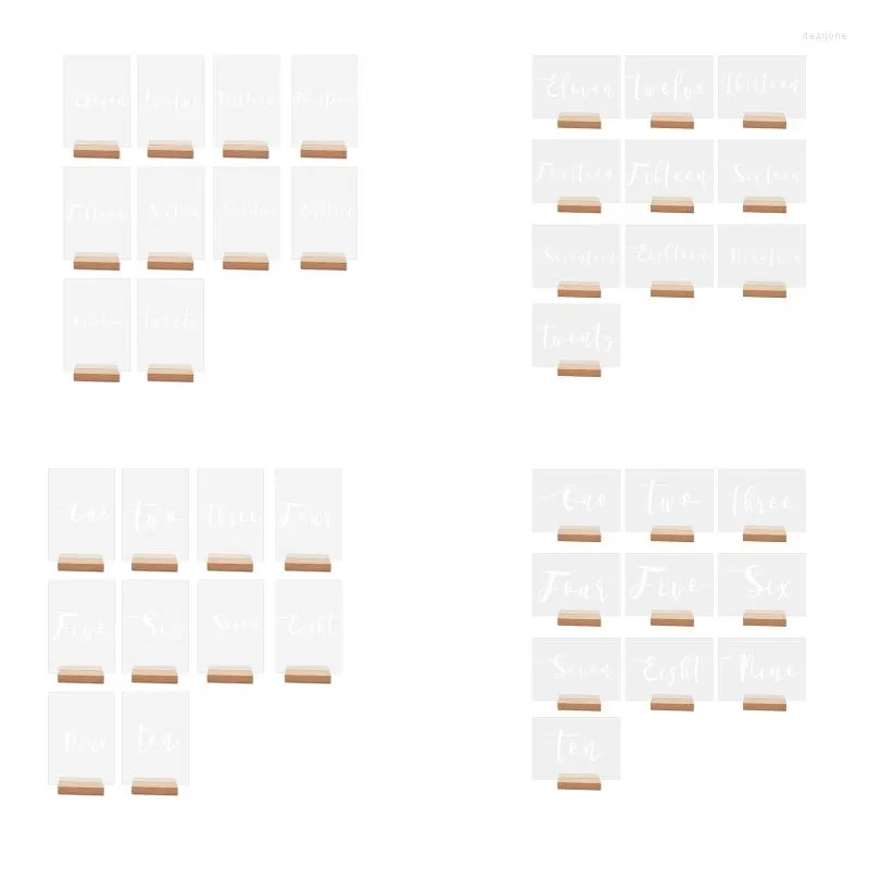 파티 장식 명확한 아크릴 웨딩 테이블 번호 목재 홀더 세트 용품 상단