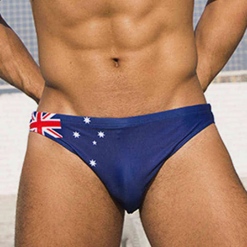 Men's Swimwear Br Aus Fr Uk Flag Men Swimming Briefs Sexy Swimwear Bikini Swimwear For Youth Boy Swimsuit Man Beach Shorts ga295S