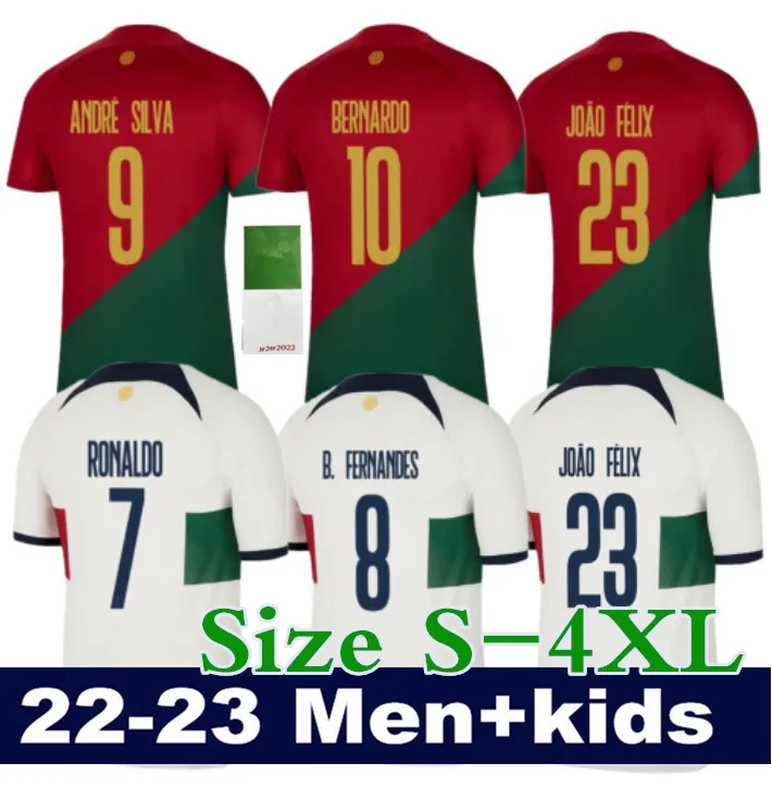 2022 Portugese voetbalshirt Bruno Diogo J. Danilo Portuguesa J. Otavio Ronaldo Joao Felix voetbalshirt Bernardo Portugieser Men Kids Kit Uniform Sets S-4XL