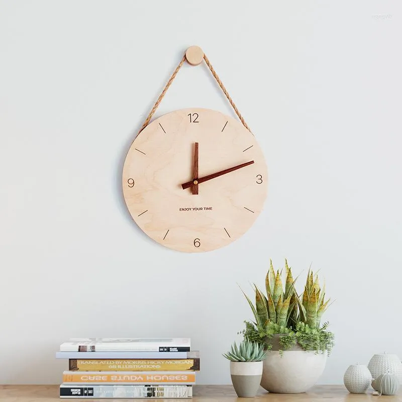 Wall Clocks Nordic Wooden Hanging Clock Japan Style Home Living Room Decoration Natural For Kids Decor Po Props