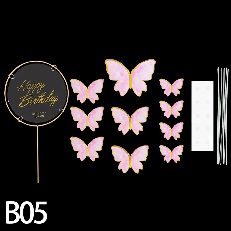 Suprimentos Festivos 1 Conjunto De Bolo De Borboleta Roxa Rosa