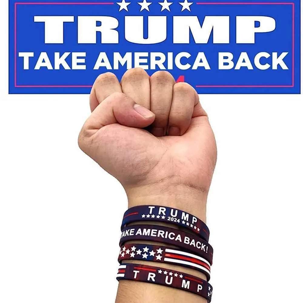 Unisex Tie Dye Gummi Silikon Armband Donal Trump 2024 Bracelet Party Gunst Keep America Great President Trump Unterstützung Bangelstars Streifen Armbänder RRE14299